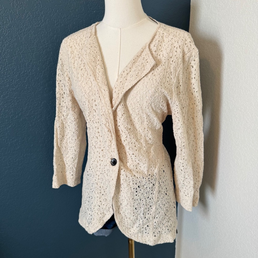 Tumblr Core Boho Indie Volcom Lace Blazer Large Cream